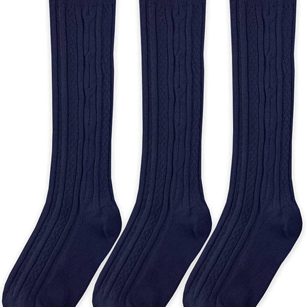 Girls 7-16 School Uniform Acrylic Cable Knee High 3 Pair Pack